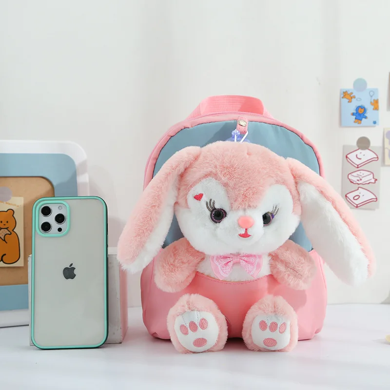 Plush 3D Rabbit Backpack for Boys Girls Kids Children SchoolBag Cute Bow Tie Cartoon School Bags Kindergarten Preschool Baby Bag thumbnail 6