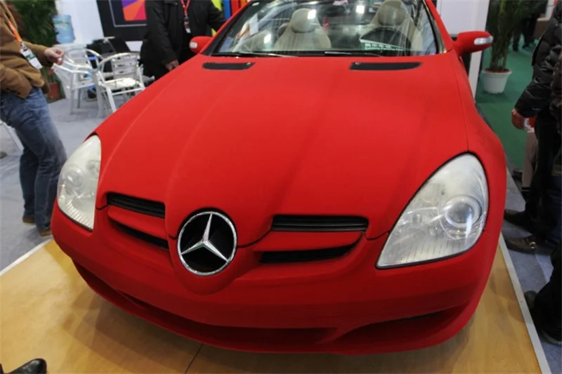 50*200cm Premium Quality Velvet Suede Fabric Vinyl Car Wrap Sticker Black Red Self Adhesive Velvet cloth Film For Car Styling thumbnail 5