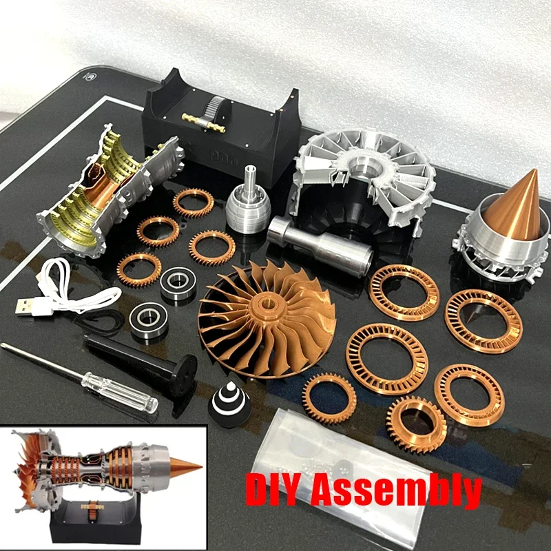 TR900 Aviation Turbofan Engine Model DIY Model Kit 27CM Electric Turbofan Engine Assembly Toy Kit