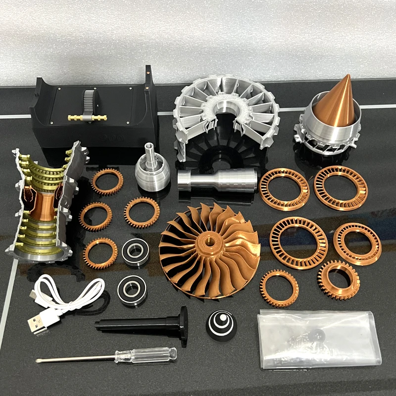 TR900 Aviation Turbofan Engine Model DIY Model Kit 27CM Electric Turbofan Engine Assembly Toy Kit thumbnail 2