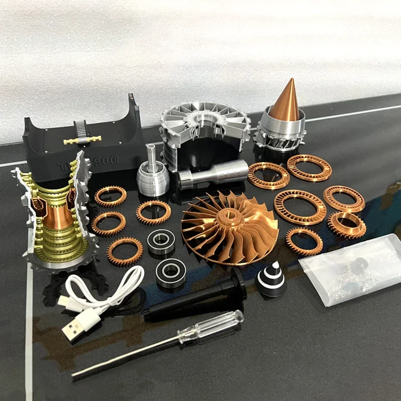 TR900 Aviation Turbofan Engine Model DIY Model Kit 27CM Electric Turbofan Engine Assembly Toy Kit thumbnail 3