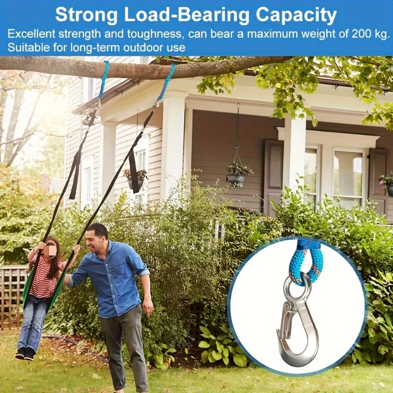 1pc Heavy-Duty Stainless Steel Swing Rope, Hammock Chair Connector Straps,Outdoor Yoga Suspension Ropes-Durable Nylon Material thumbnail 4