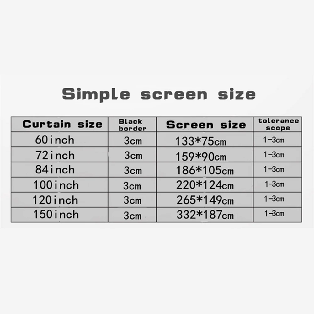 1/2Pcs 16:9 Simple Projector Curtain Portable HD Display Projection Screen 60 72 84 100 120 150 inch Metal Reflective Cloth  ﻿ thumbnail 6
