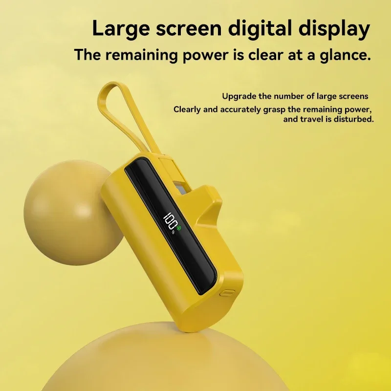 New 50000mah capsule mobile power mini built-in wire clip mobile power portable pocket external battery 2-in-1 for Xiaomi iPhone thumbnail 5