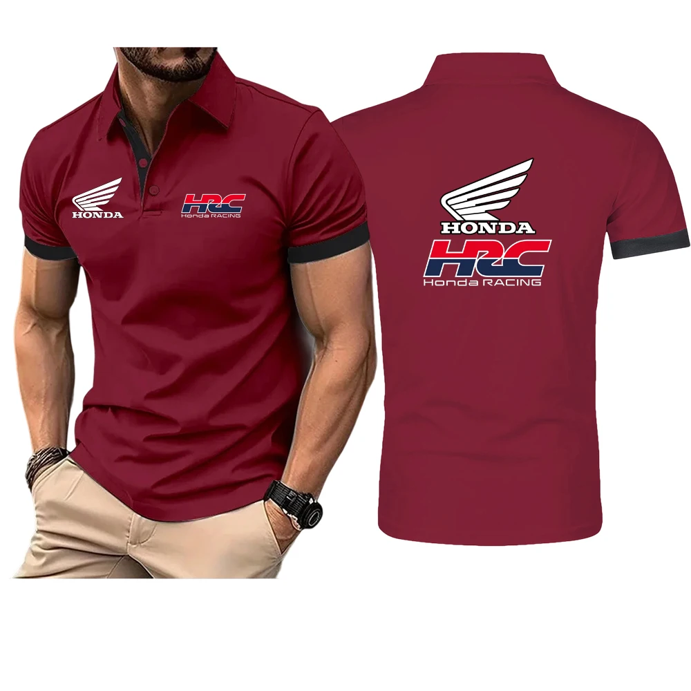 2025 Honda racing Men's New Summer Cotton Breathable Comfortable Polo Shirt Casual Solid Color Slim Fit Fashion Tops Clothing thumbnail 3