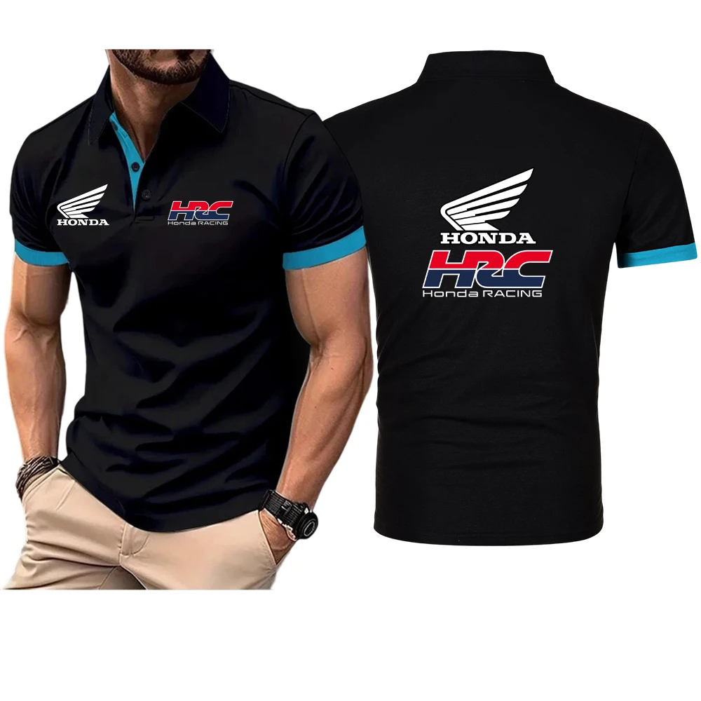 2025 Honda racing Men's New Summer Cotton Breathable Comfortable Polo Shirt Casual Solid Color Slim Fit Fashion Tops Clothing thumbnail 4