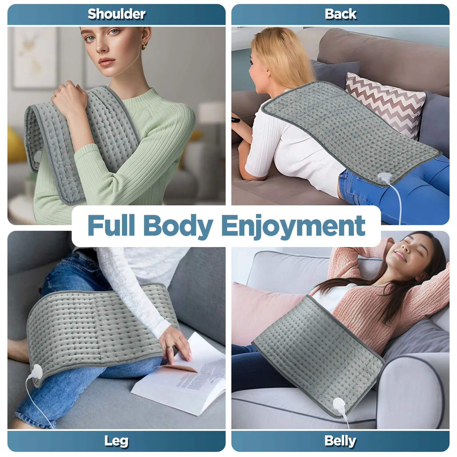 30*60/40*76/50*100cm Electric Heating Pad 10 Heating&3 Timer Winter Blanket Warming for Waist Adbomen Shoulder Menstrual Period thumbnail 5