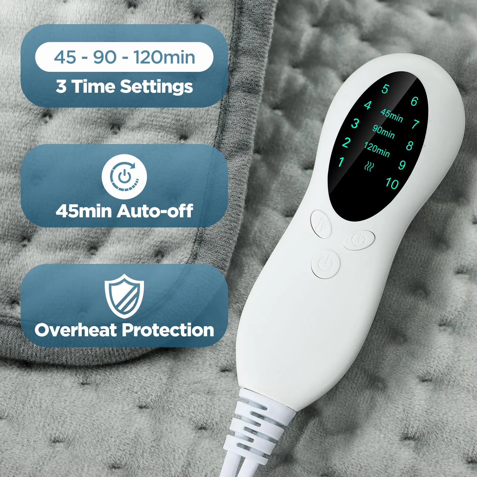 30*60/40*76/50*100cm Electric Heating Pad 10 Heating&3 Timer Winter Blanket Warming for Waist Adbomen Shoulder Menstrual Period thumbnail 4