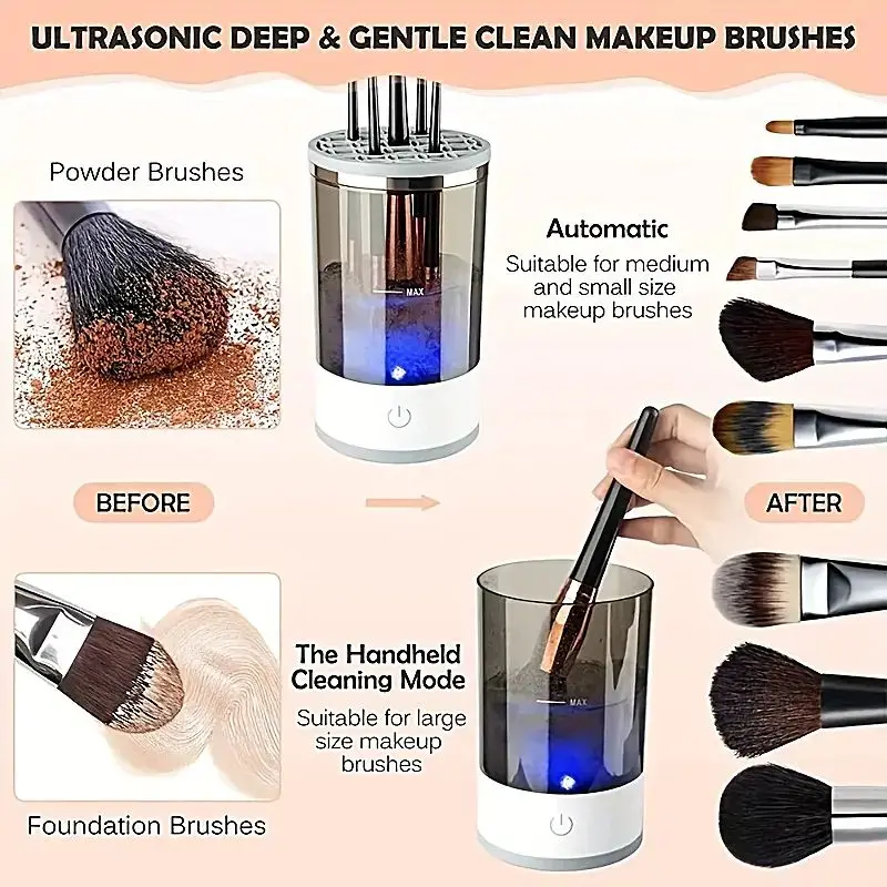 Portable Electric Makeup Brush Cleaning Machine Automatic Rotator with USB Charging Quick Drying Cosmetic Brush Cleaning Tool thumbnail 6