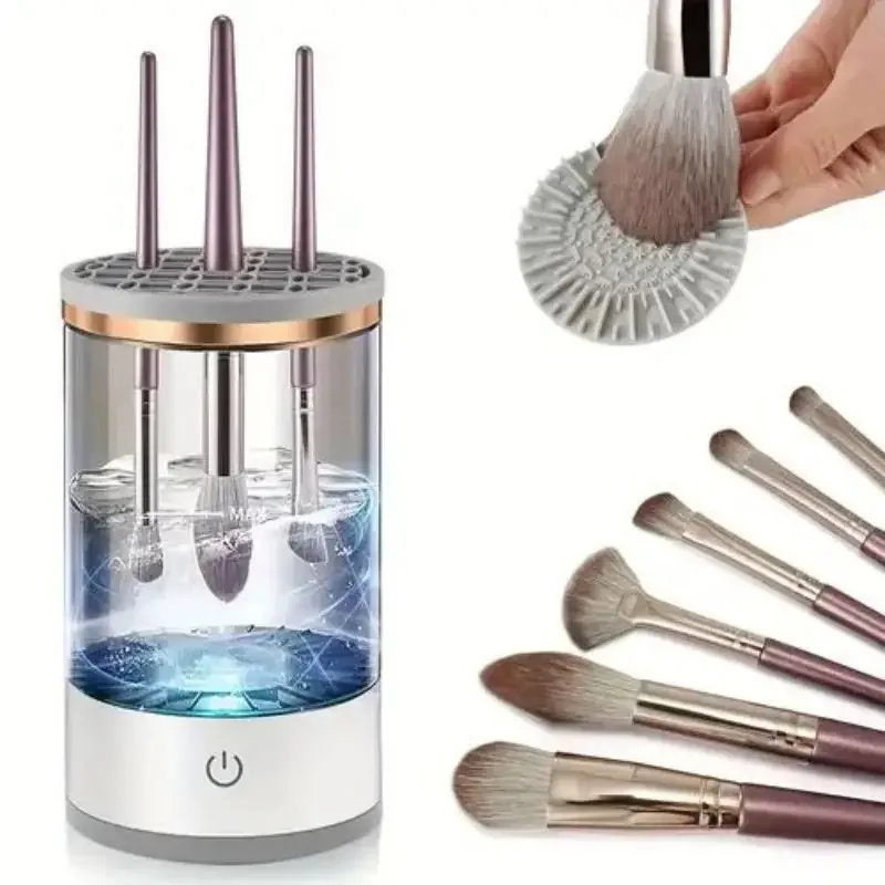 Portable Electric Makeup Brush Cleaning Machine Automatic Rotator with USB Charging Quick Drying Cosmetic Brush Cleaning Tool thumbnail 2