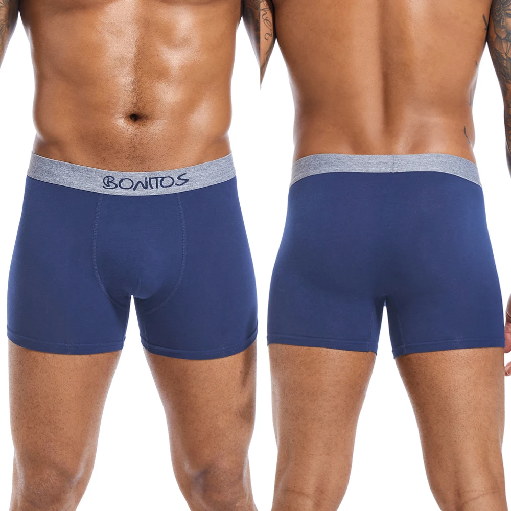 5pcs Men's Panties Cotton Boxer Briefs Letter Elastic Band Men Underpants Classic Solid Color Boxers Underwear For Man BONITOS thumbnail 4