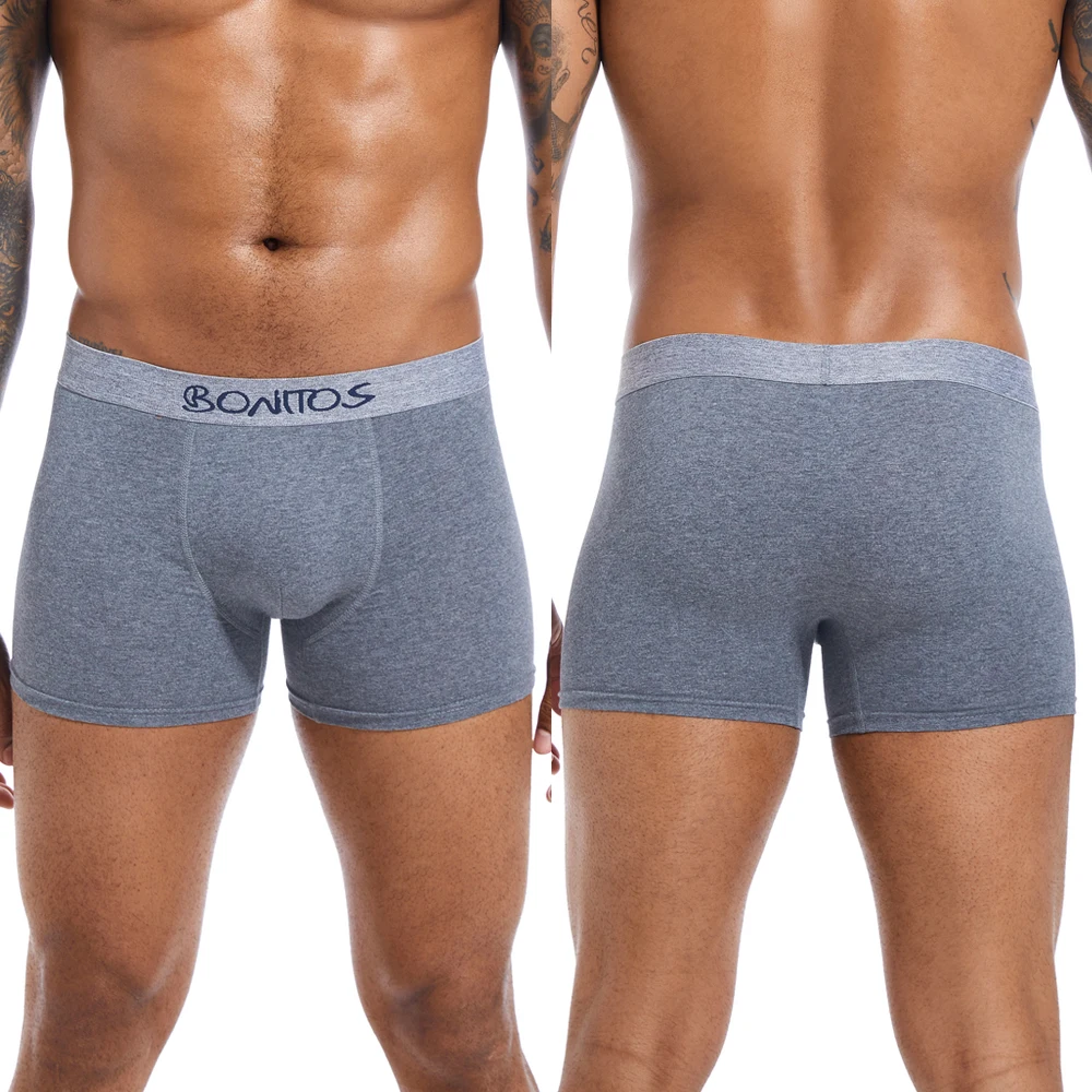5pcs Men's Panties Cotton Boxer Briefs Letter Elastic Band Men Underpants Classic Solid Color Boxers Underwear For Man BONITOS thumbnail 2