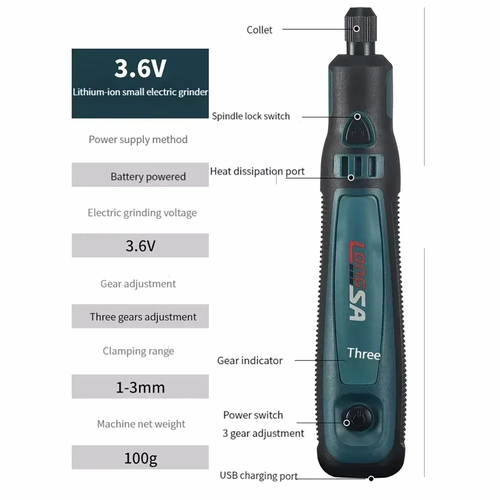 USB Cordless Rotary Tool Kit Woodworking Electric Drill Grinder Engraver Pen DIY For Jewelry Metal Glass Mini Wireless Drill thumbnail 3