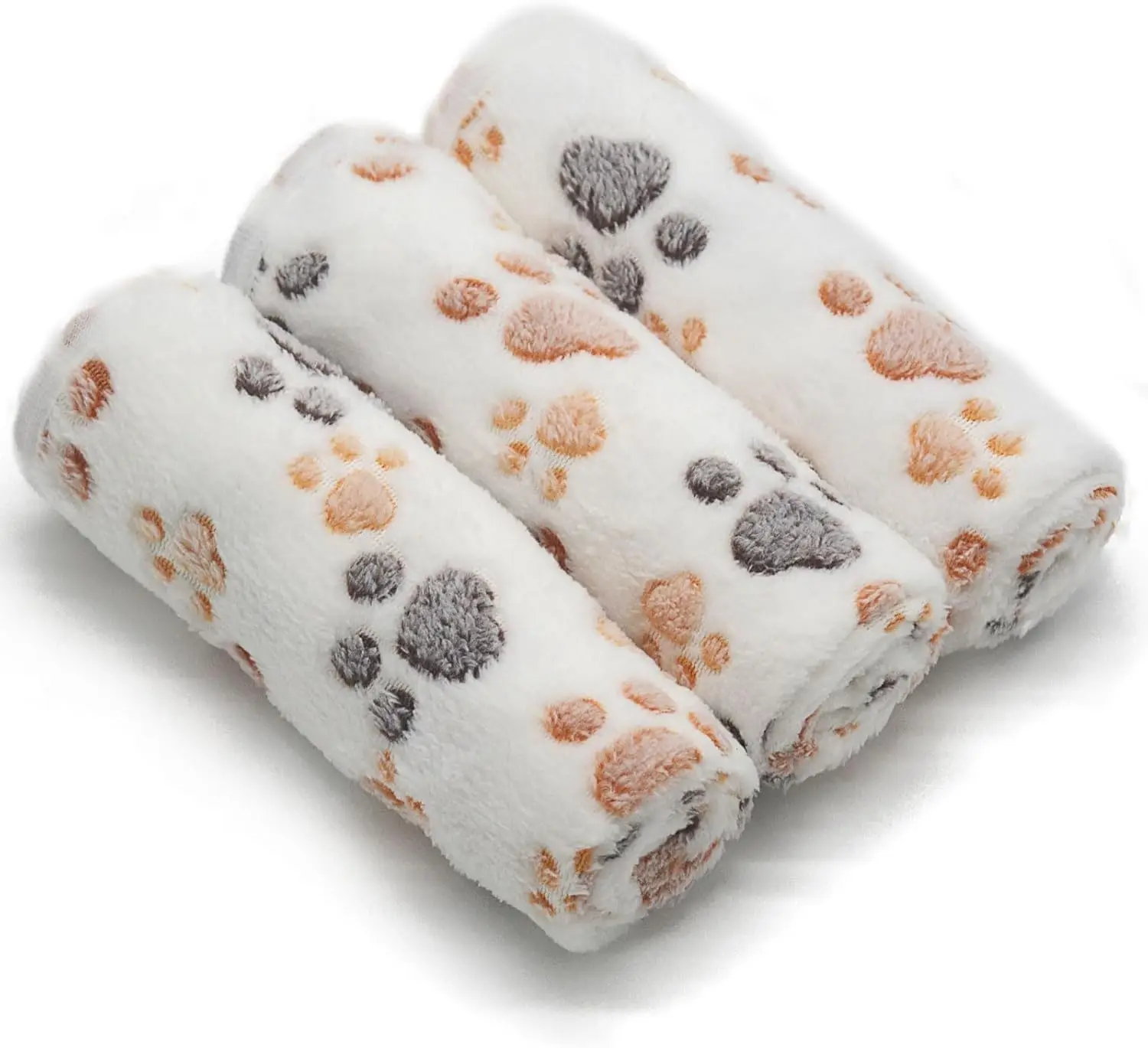 Dog Blankets Super Soft Warm Sleep Mat Fluffy Premium Fleece Pet Blanket Flannel Throw for Dog Puppy Cat White Paw Print