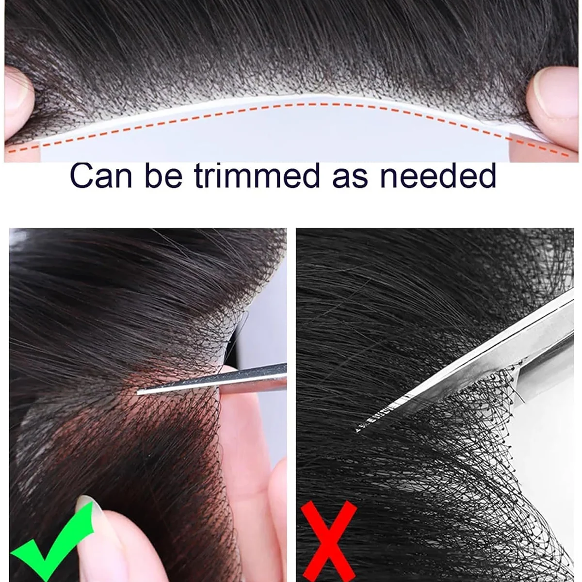 PU Frontal Hairpiece for Men Dark Brown Human Hair Extension for Hairline Loss 2*16 cm Thin Poly Skin Toppers Replacement Toupee thumbnail 5