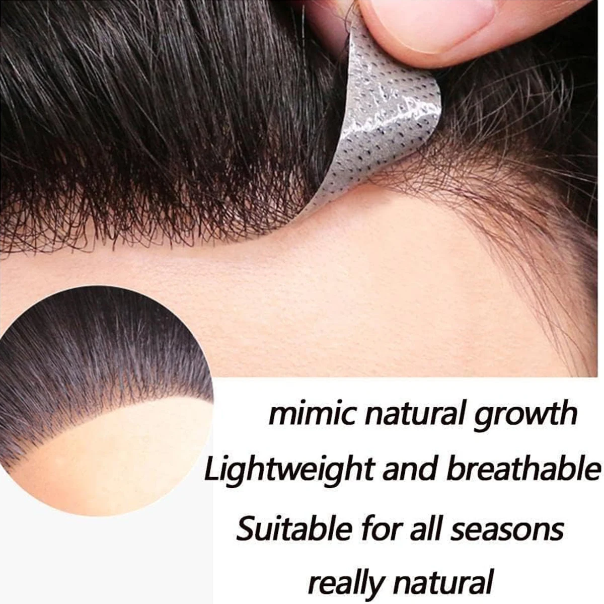 PU Frontal Hairpiece for Men Dark Brown Human Hair Extension for Hairline Loss 2*16 cm Thin Poly Skin Toppers Replacement Toupee thumbnail 4