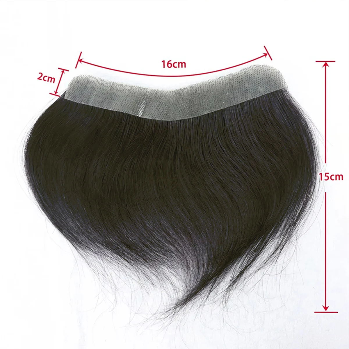 PU Frontal Hairpiece for Men Dark Brown Human Hair Extension for Hairline Loss 2*16 cm Thin Poly Skin Toppers Replacement Toupee thumbnail 2