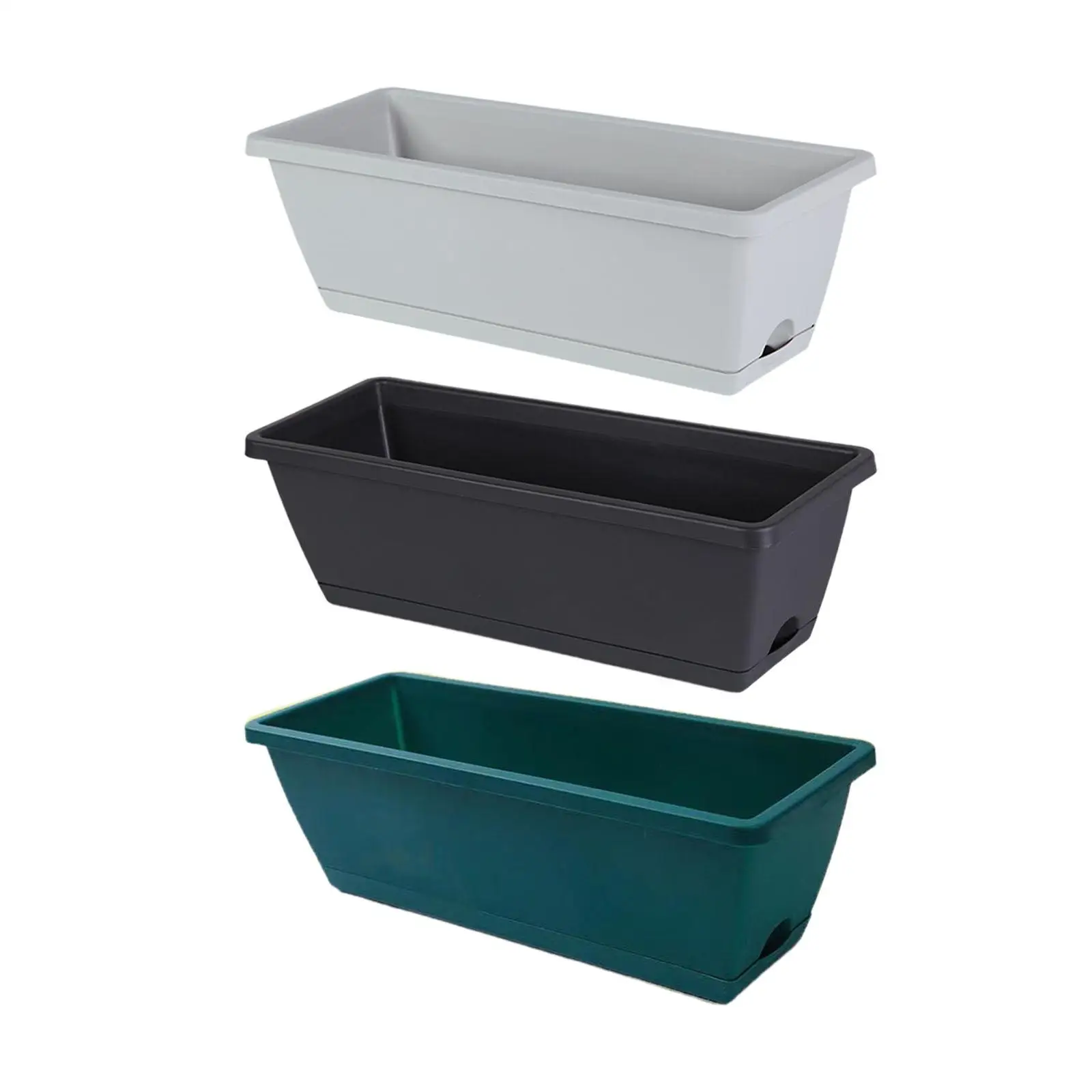 2 Pieces Window Box Planter Rectangular Organizer Decoration with Drainage Holes Plant Pot for Outdoor Garden Indoor Plants Home thumbnail 2