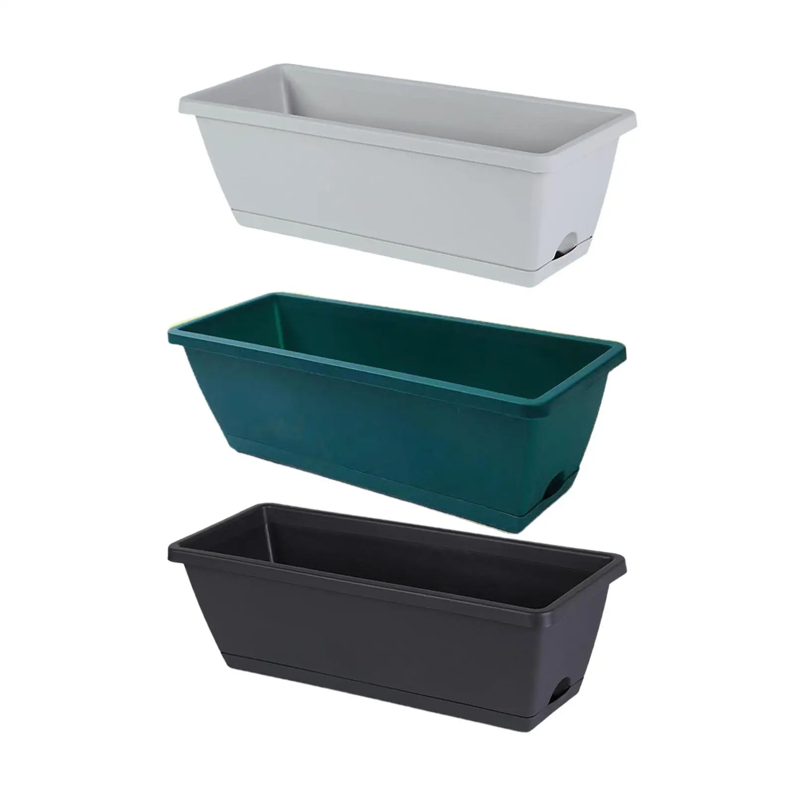 2 Pieces Window Box Planter Rectangular Organizer Decoration with Drainage Holes Plant Pot for Outdoor Garden Indoor Plants Home thumbnail 3