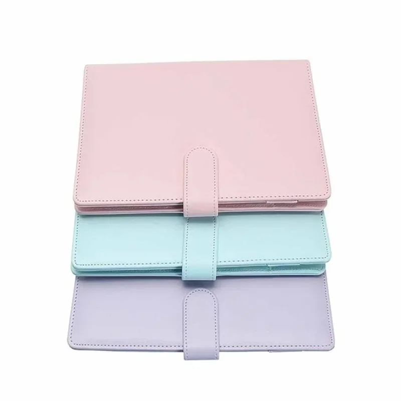 Solid Color Leather Folder Desktop Information Card Storage Notebook Folder Notepad Cover Leather Binder Study Office Supply thumbnail 5