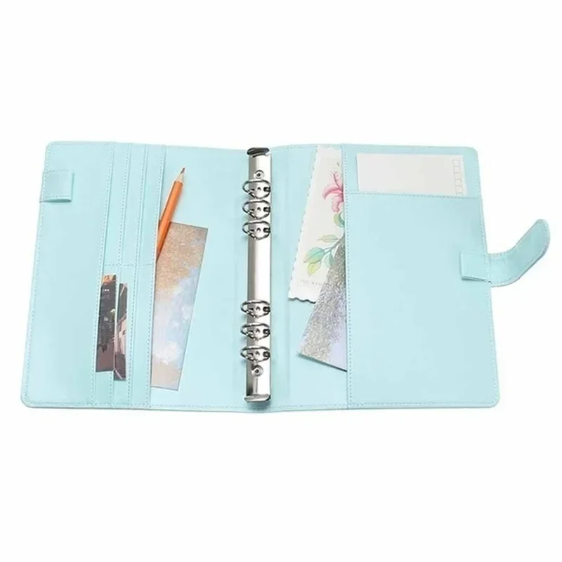 Solid Color Leather Folder Desktop Information Card Storage Notebook Folder Notepad Cover Leather Binder Study Office Supply thumbnail 6