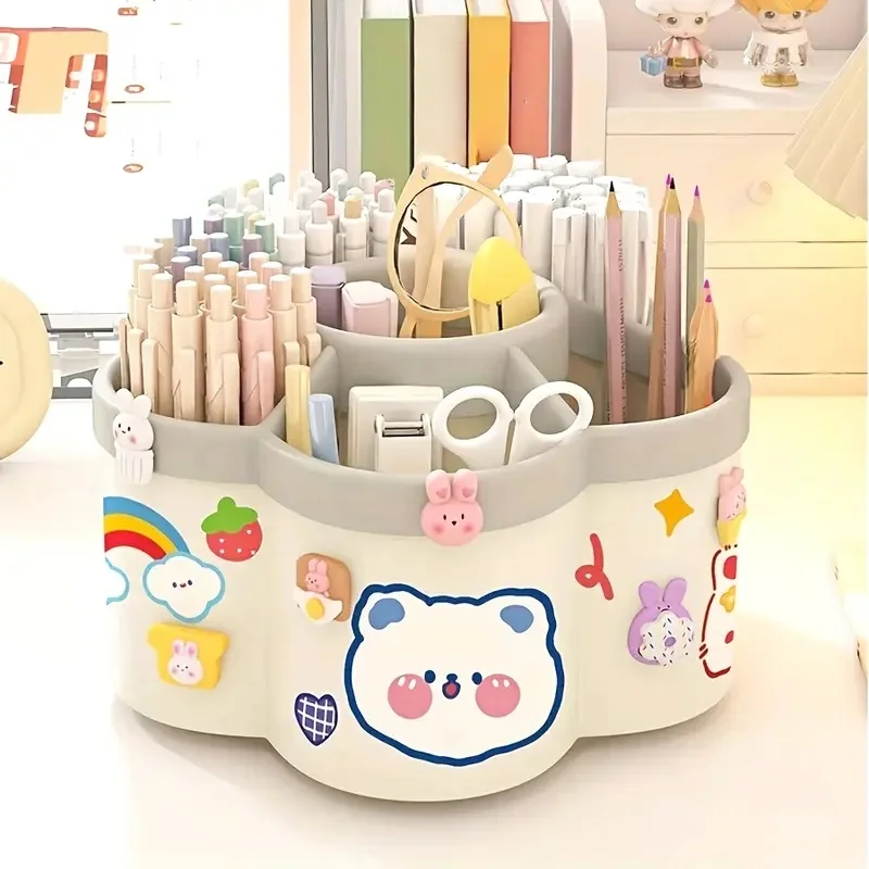 360° Rotating Pen Holder Multifunctional Desktop Organizer Back To School  for Stationery  Storage Box Multiple Office Supplies