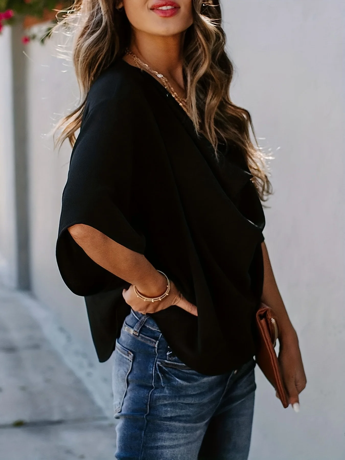 Women Plus Size Woven Spring And Autumn T-shirt thumbnail 2