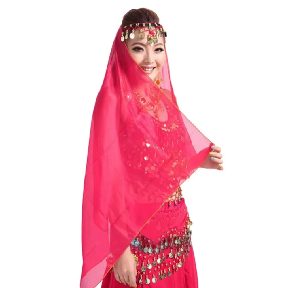 Fashion 150cm Belly Dancing Scarf Chiffon Solid Color Indian Dance Headband Women Headdress Stage Performance Props thumbnail 5