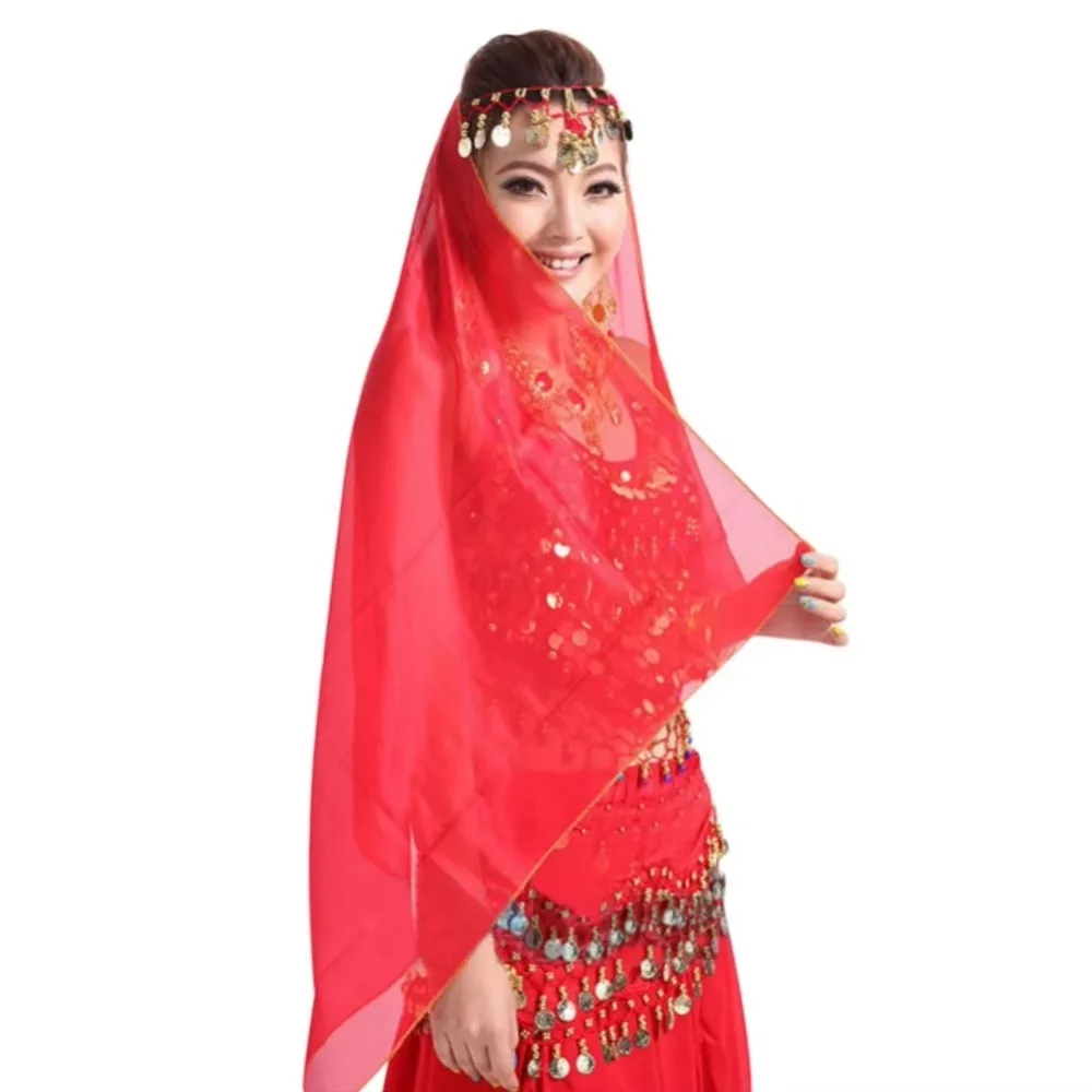 Fashion 150cm Belly Dancing Scarf Chiffon Solid Color Indian Dance Headband Women Headdress Stage Performance Props thumbnail 3