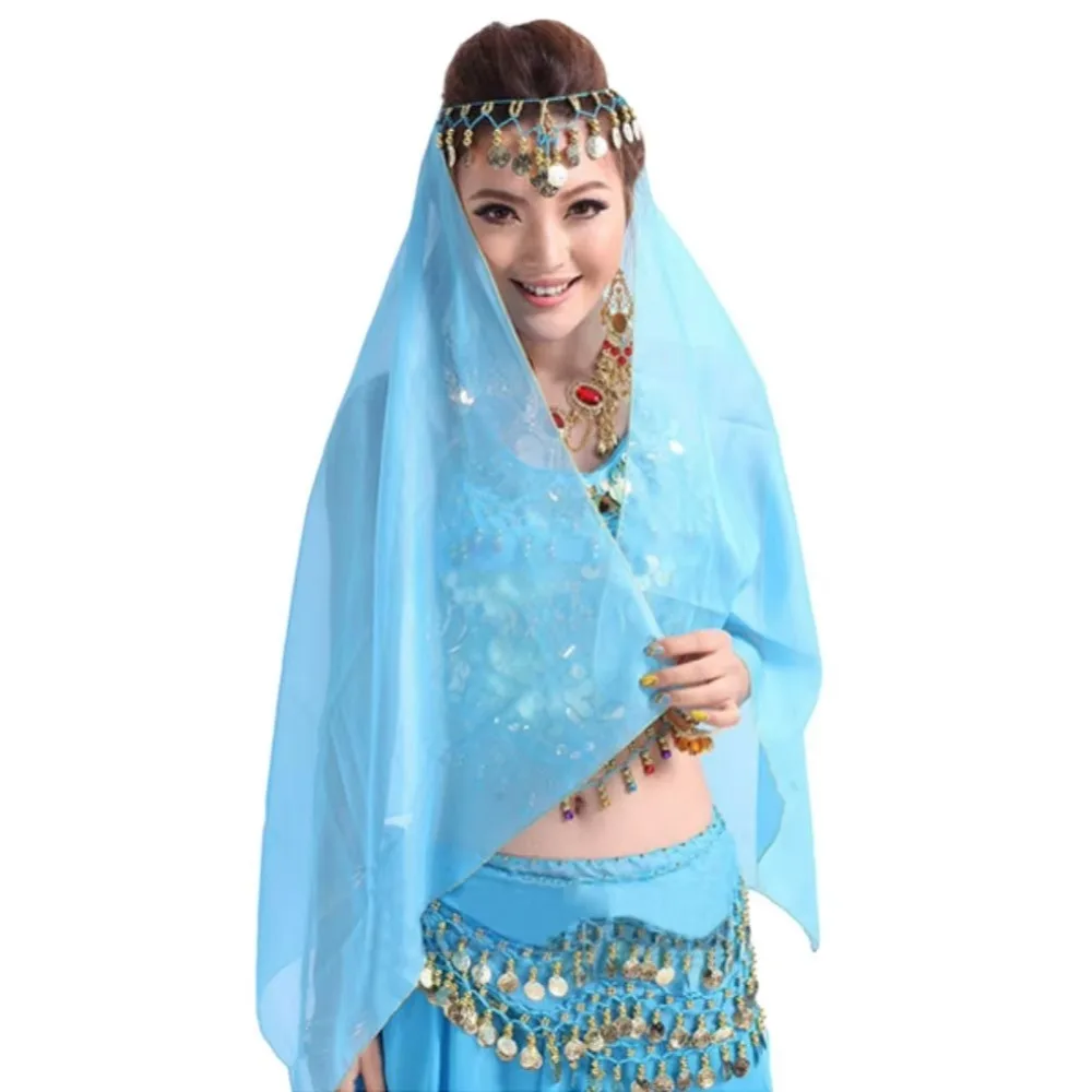 Fashion 150cm Belly Dancing Scarf Chiffon Solid Color Indian Dance Headband Women Headdress Stage Performance Props thumbnail 4