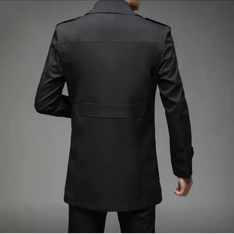 2025 Mens Spring Autumn Trench Coat Middle Age Business Casual Long Overcoat Dad Style Single Jacket thumbnail 3