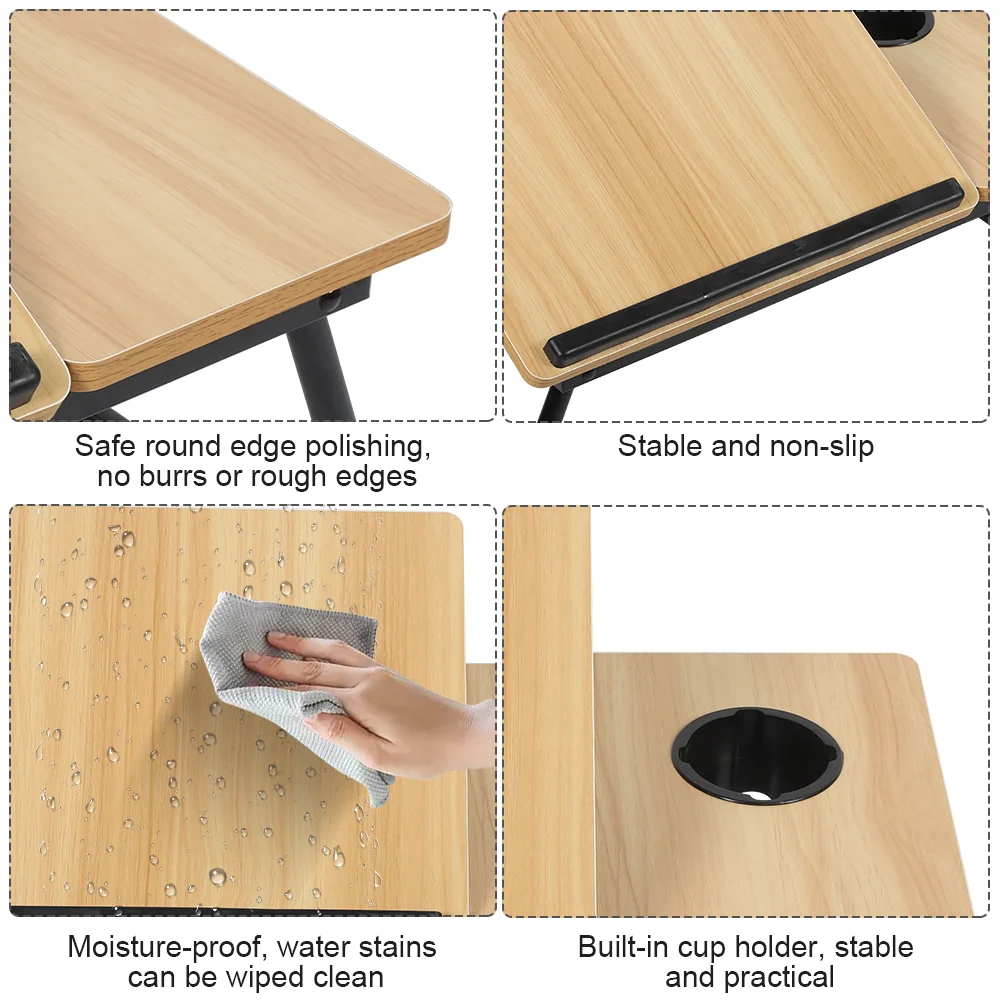 Folding Desk Laptop table for bed and sofa Laptop Desk 5-level height adjustment+cup holder multifunction table For Home Office thumbnail 5