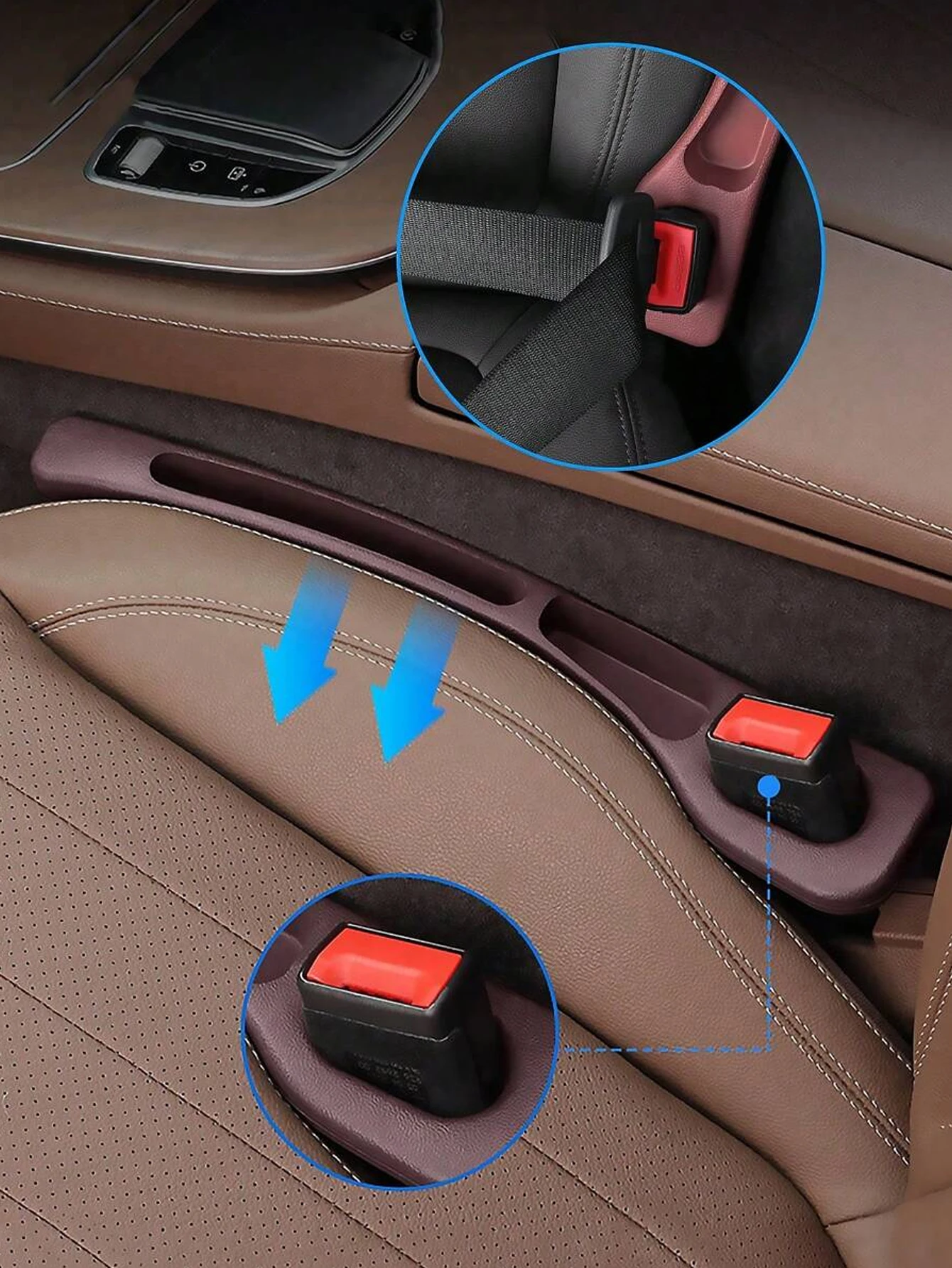 2pcs Car Seat Gap Filler, Dual Slot Design, Car Interior Accessories, Phone & Key Storage Box, Car Slot Pad, Seat Gap Fillers thumbnail 5