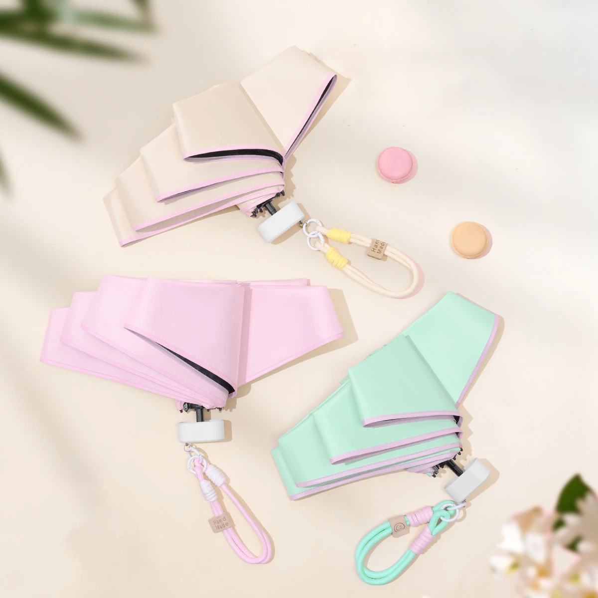 UPF50+Mini Folding Umbrella Color Rope Bracelet Sunshade Umbrella Pocket Rain Travel Umbrella UV Protection Sunshade Umbrella thumbnail 4