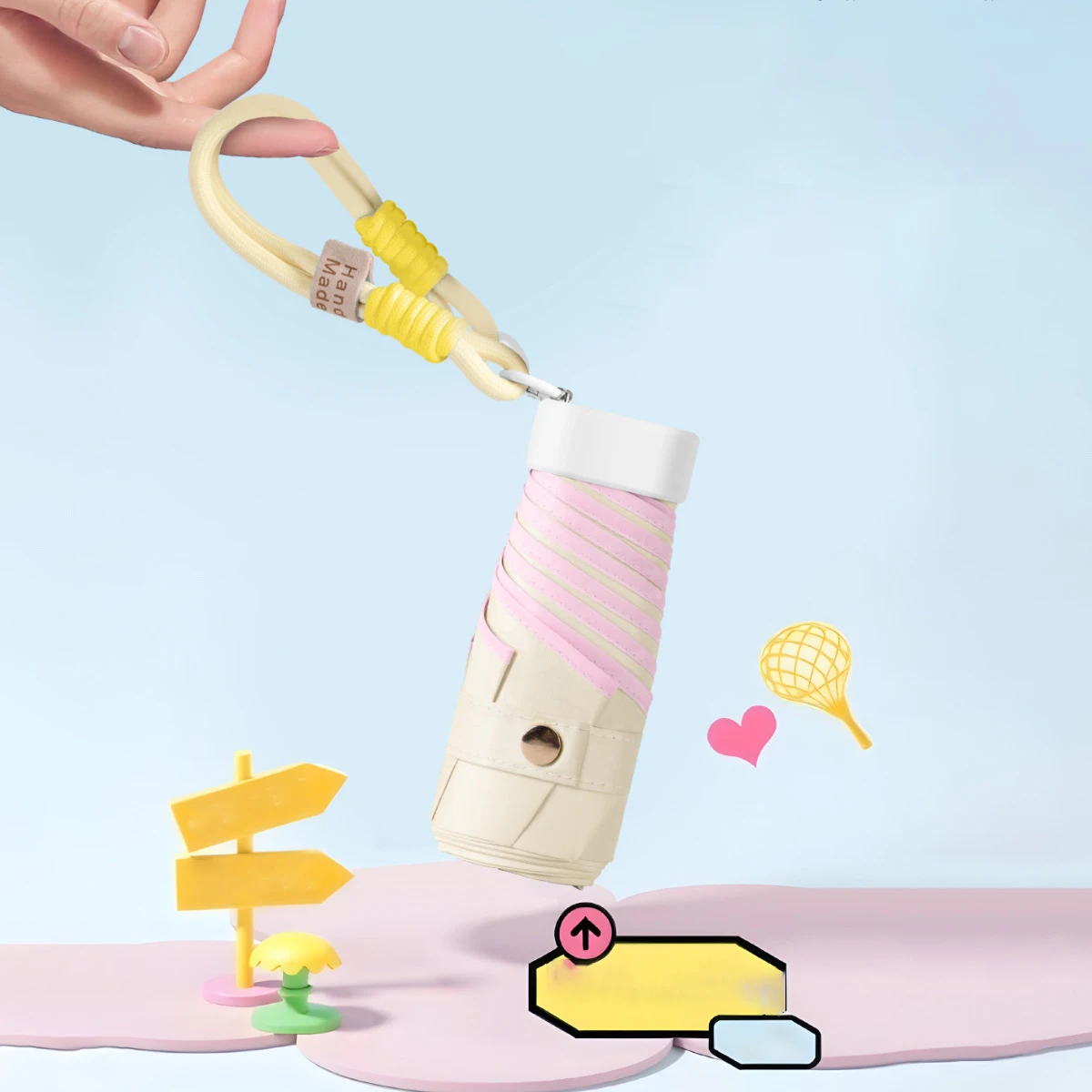 UPF50+Mini Folding Umbrella Color Rope Bracelet Sunshade Umbrella Pocket Rain Travel Umbrella UV Protection Sunshade Umbrella thumbnail 2