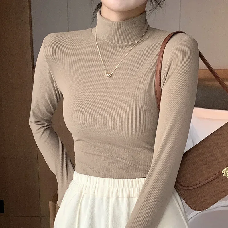 2025 New Knitted Half-turtleneck Pullovers Women Bottom Shirts Sweater Jumper Elegant Korean Fashion Long-sleeved Tops Knitwear thumbnail 4