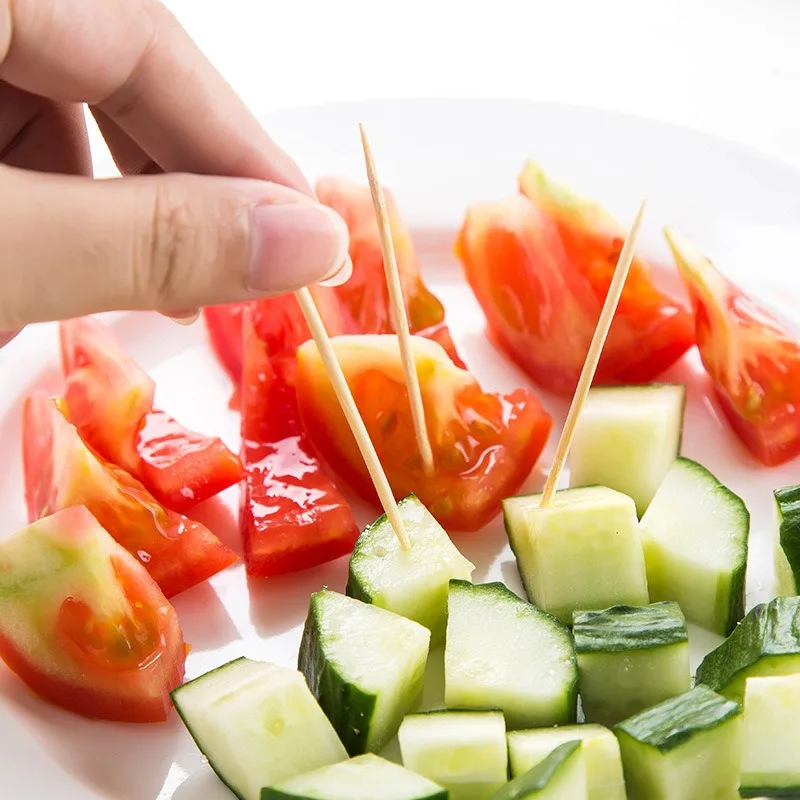 Toothpicks Double Headed Disposable Portable Cake Fruit Bread Dessert Bamboo Toothpicks for Kitchen Parties BBQ Teeth Cleaning thumbnail 2