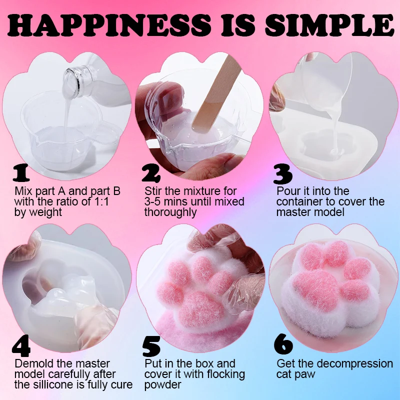 Taba Squishy Kit Liquid Silicone Gel Super Soft Squishy Kit 1:1 AB Ratio Resin Silicone for Molding Hamsters Cat Paws DIY thumbnail 4