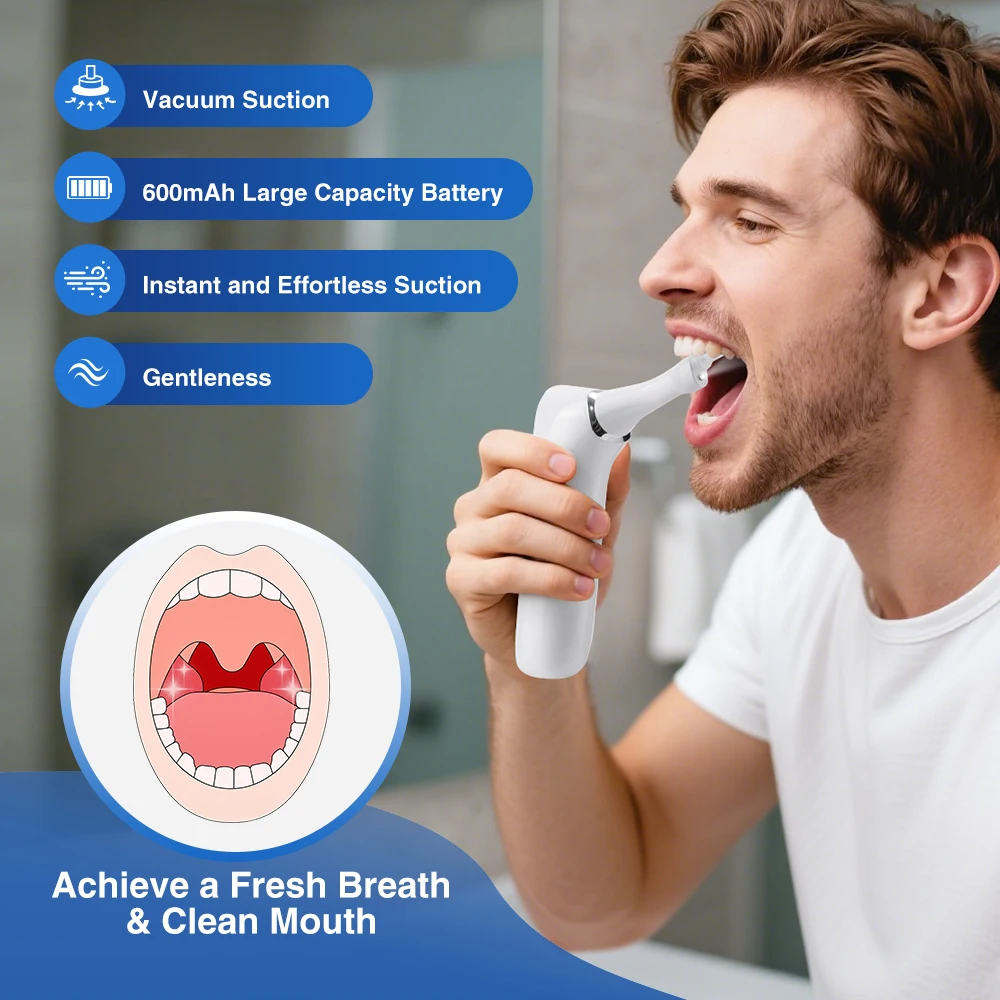 Electronic Vacuum Tonsil Stone Removal Kit 4 in 1 Mouth Vacuum Oral Care Mouth Cleaner Dental Cleaning LED Light Oral Care thumbnail 3