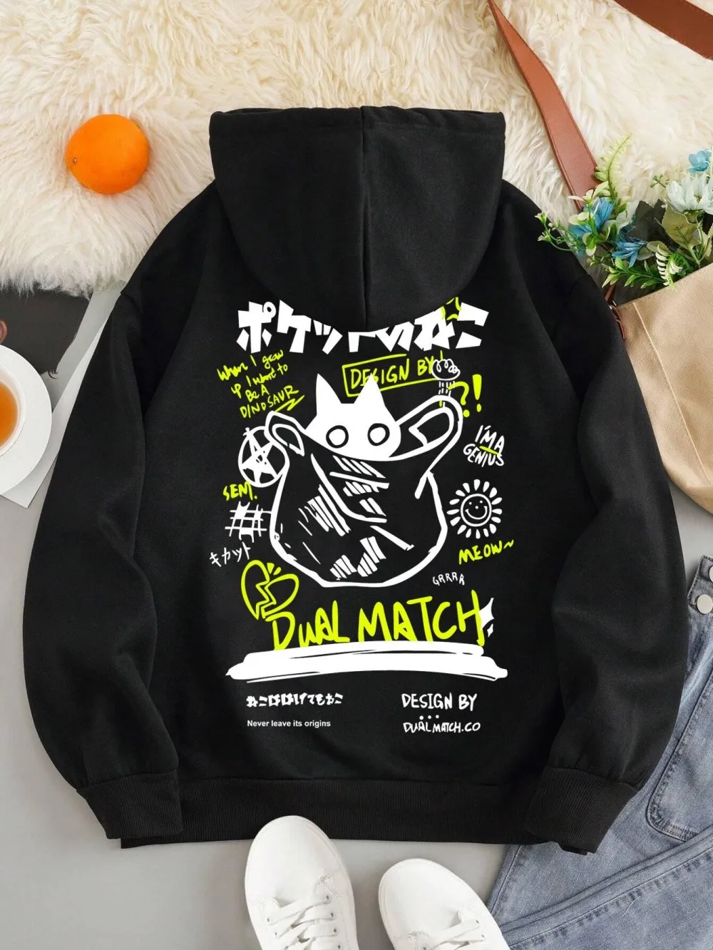 European and American Autumn Fashion Men's Personalized Graffiti Printed Comfortable Hoodie Outdoor High Street Hoodie