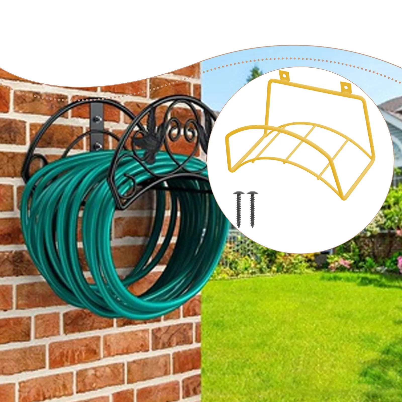 Garden Hose Holder Bracket Wall Mount Water Pipe Storage Rack Space Saving Accessories for Home Outside Park Backyard Patio
