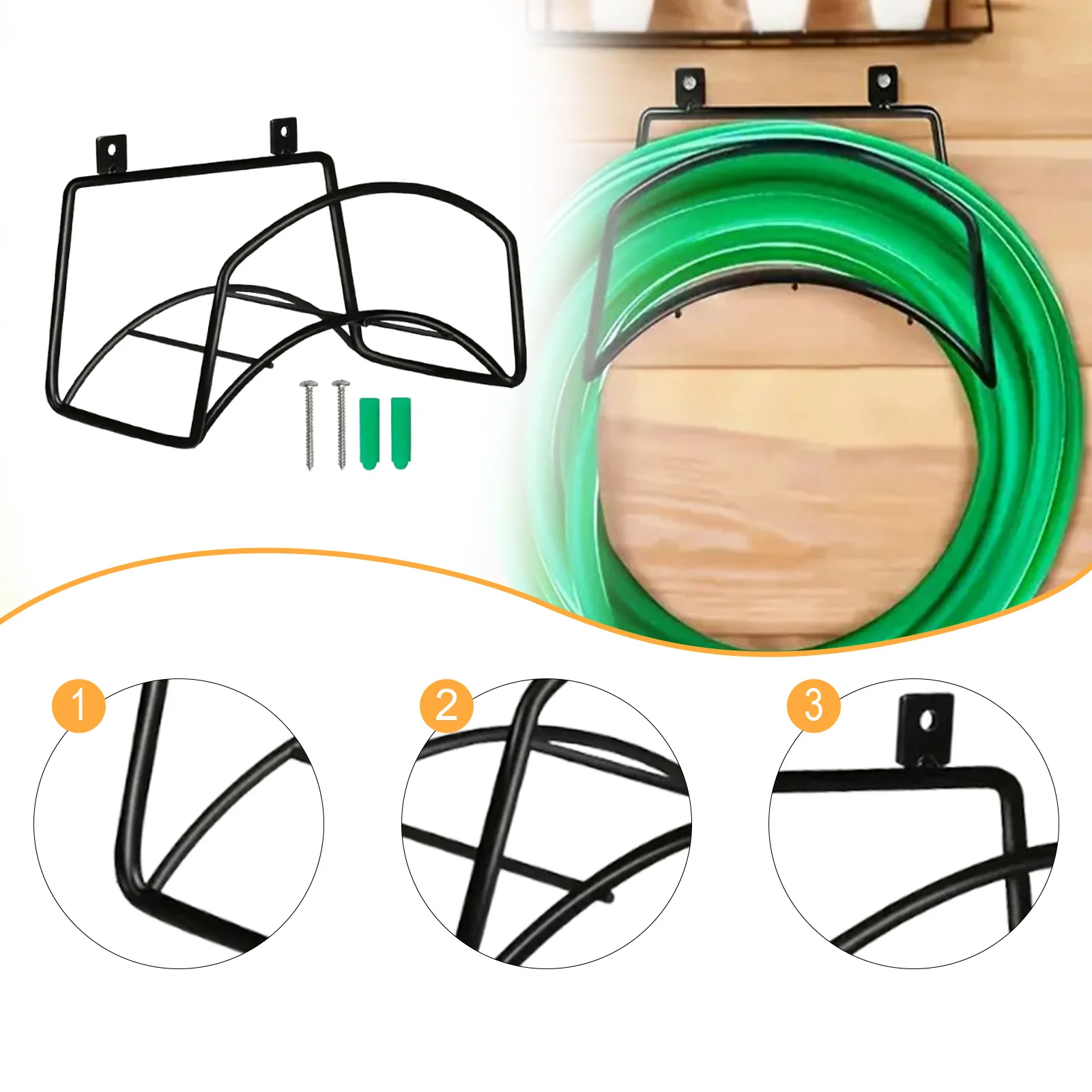 Garden Hose Holder Bracket Wall Mount Water Pipe Storage Rack Space Saving Accessories for Home Outside Park Backyard Patio thumbnail 4