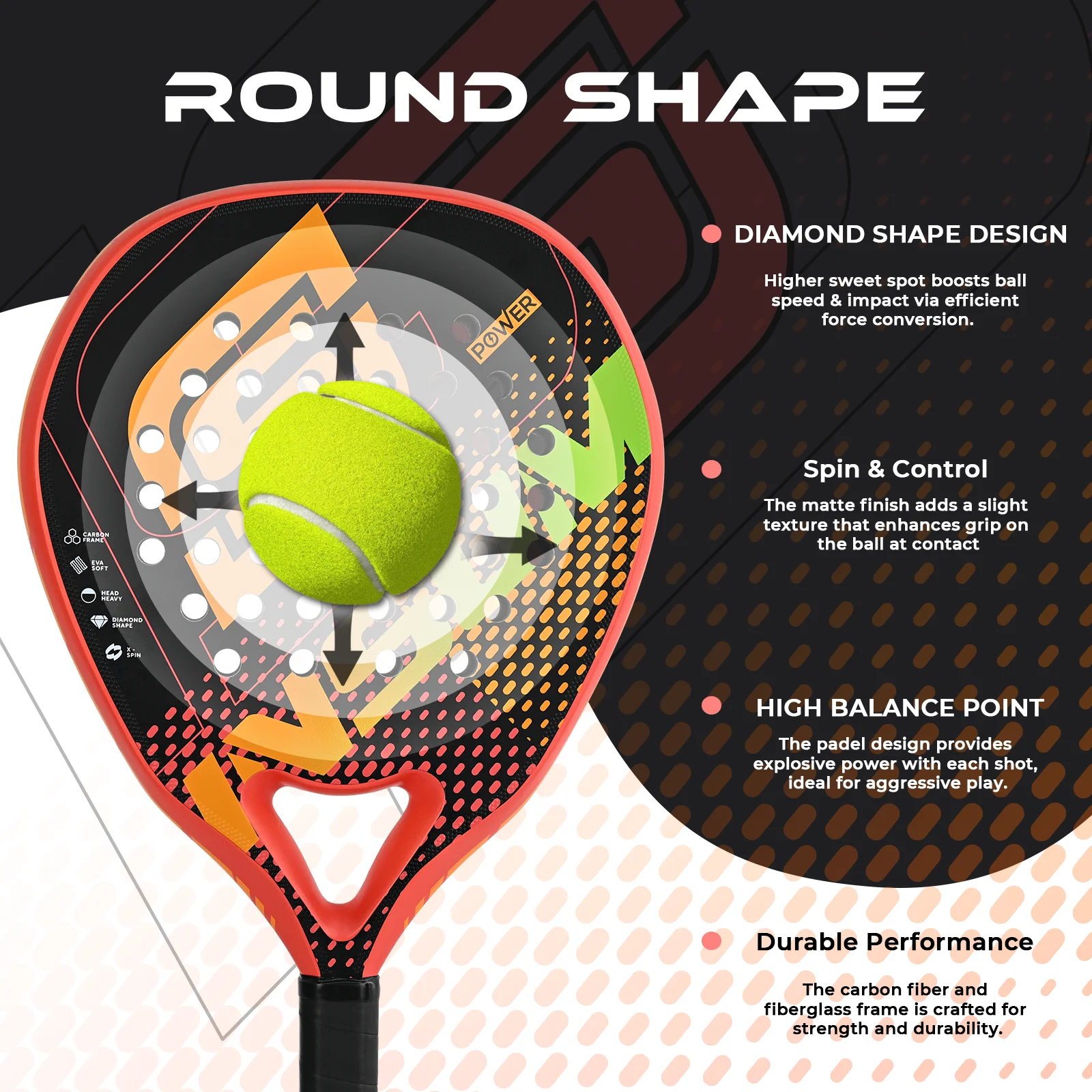 INSUM Padel Racket Lightweight Padel Tennis Racquets With Diamond Shape & Anti-Vibration System Suitable For Beginner To Advance thumbnail 4