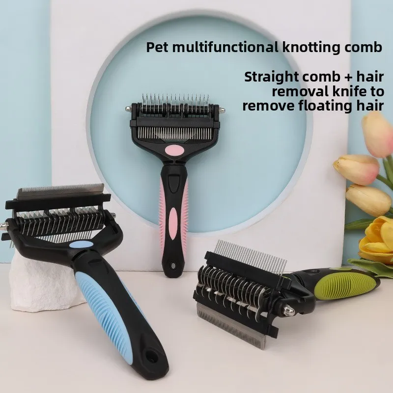3 In 1 Pet Deshedding Brush Dog Hair Remover Pet Fur Knot Cutter Puppy Cat Comb Brushes Dogs Grooming Shedding Supplies thumbnail 2