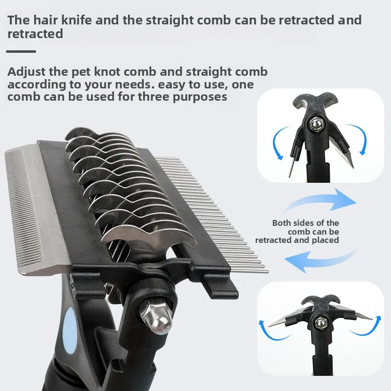 3 In 1 Pet Deshedding Brush Dog Hair Remover Pet Fur Knot Cutter Puppy Cat Comb Brushes Dogs Grooming Shedding Supplies thumbnail 4