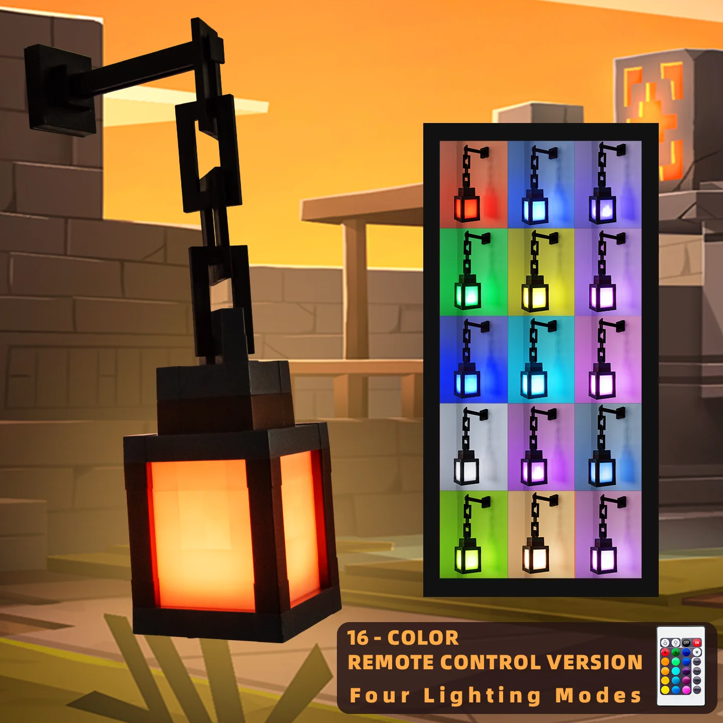 Pixel Style Night Light Portable Lantern Tabletop Ornament 16 Colors Lantern DIY Interior Decoration Festival Atmosphere Light thumbnail 2