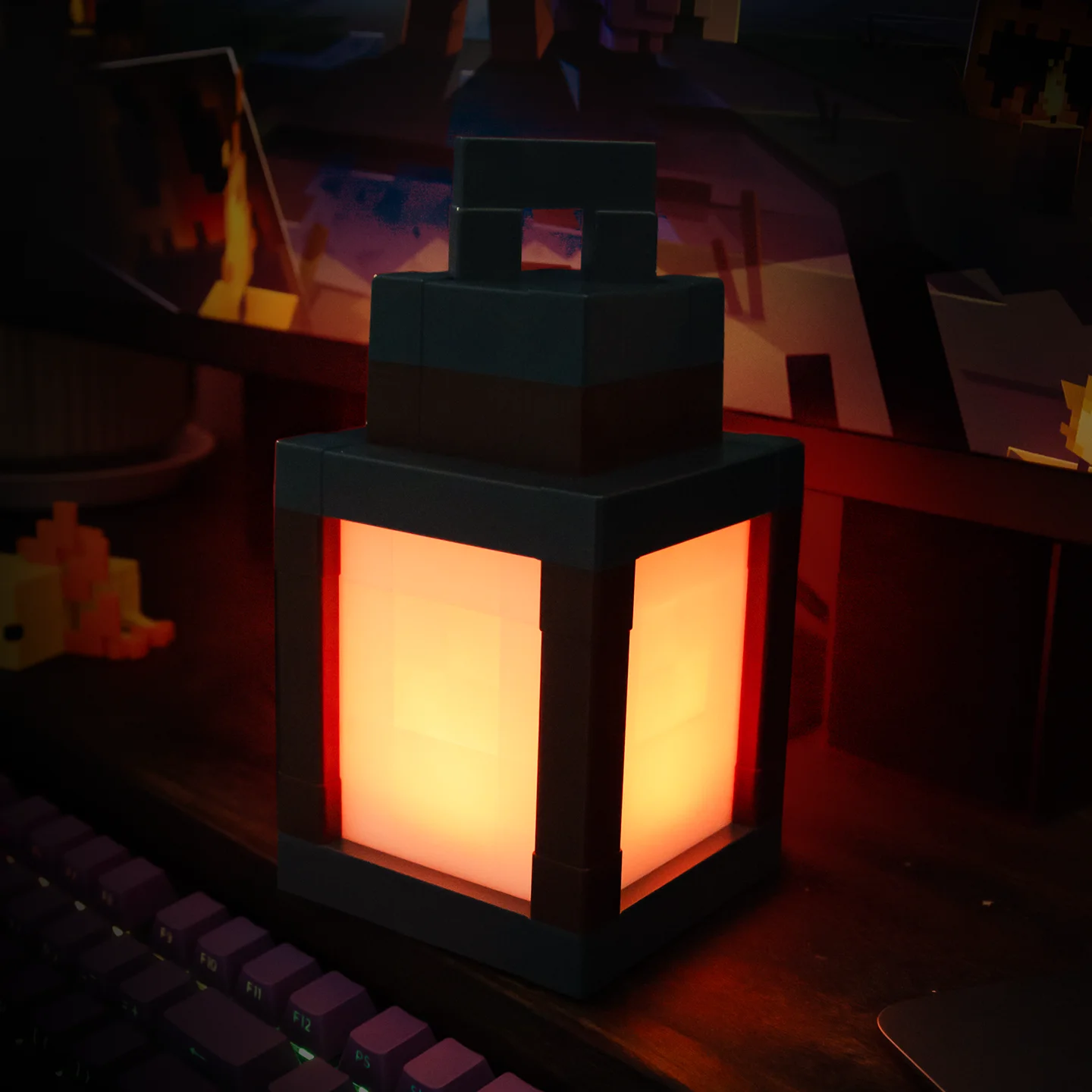 Pixel Style Night Light Portable Lantern Tabletop Ornament 16 Colors Lantern DIY Interior Decoration Festival Atmosphere Light thumbnail 6