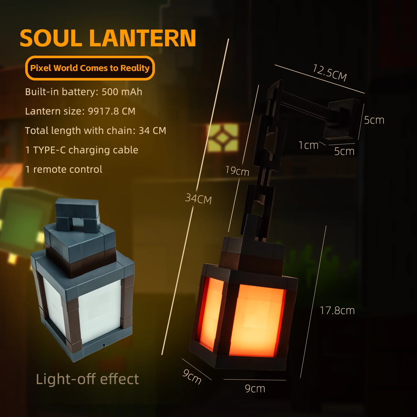 Pixel Style Night Light Portable Lantern Tabletop Ornament 16 Colors Lantern DIY Interior Decoration Festival Atmosphere Light thumbnail 5