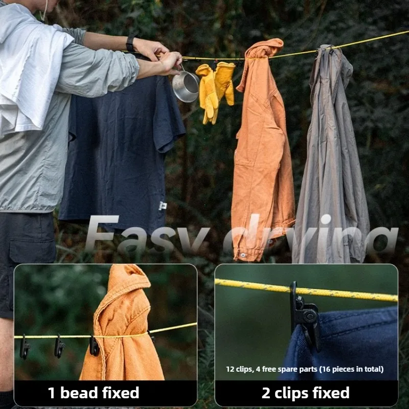Outdoor Clothesline Portable Storage Lanyard Adjustable Windproof Camping Clothesline Drying Line Camping Accessories For Hiking thumbnail 3