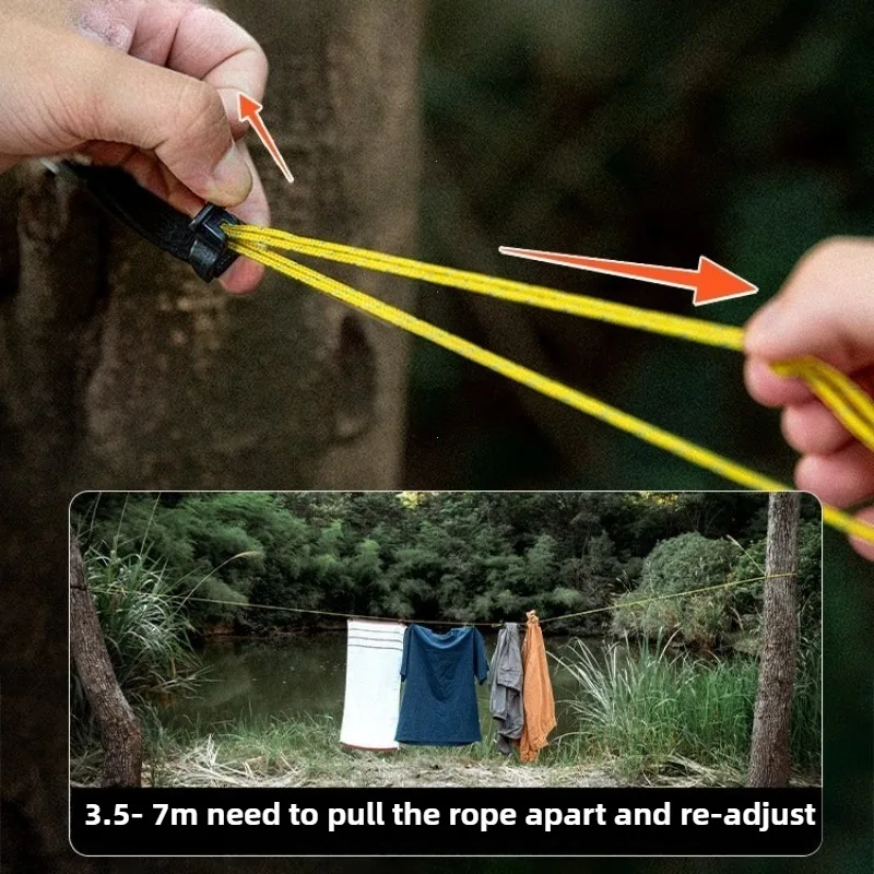 Outdoor Clothesline Portable Storage Lanyard Adjustable Windproof Camping Clothesline Drying Line Camping Accessories For Hiking thumbnail 2